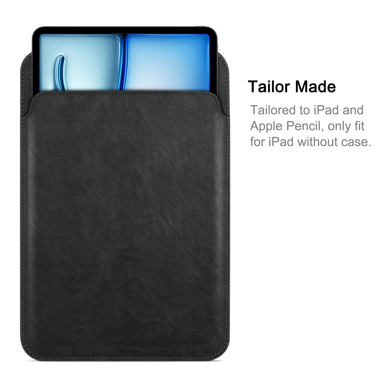 Fintie Slim Vegan Leather iPad Case with Pencil Holder - Compatible with iPad Air 11/Air 5/4, iPad (A16), 10th/9th Gen & Pro 11-inch - Protective Sleeve Cover & Carrying Bag (Black) - Perfect for Work, School & Travel