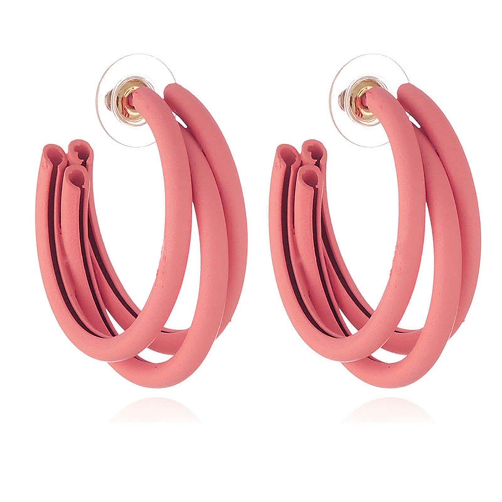 Vintage Colorful Retro Hoop Earrings for Women - Geometric Round Neon Metal Earrings | Lightweight 80s Style Jewelry for Wedding, Party & Holiday Outfits | Perfect for Casual Wear, Date Night & Festival Fashion