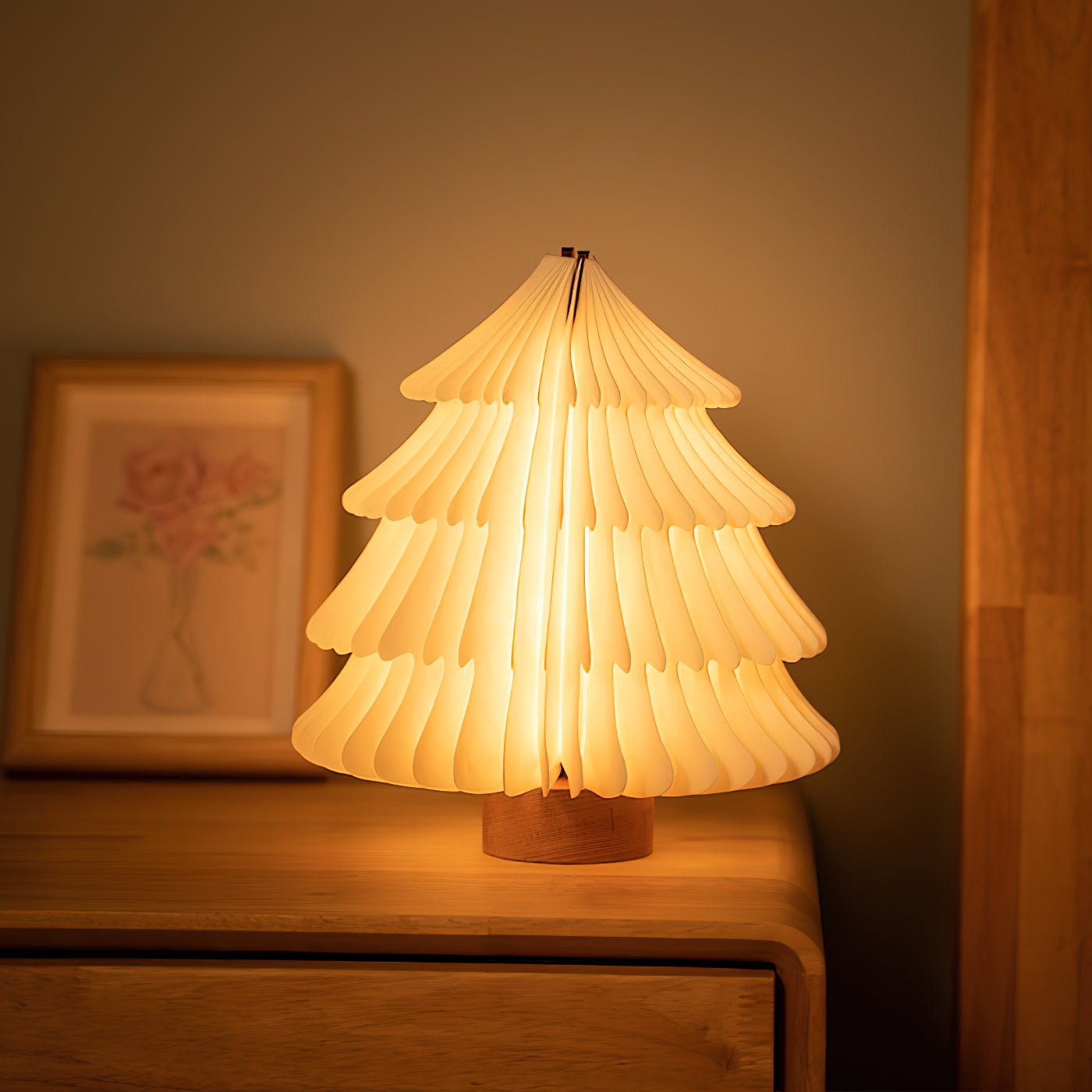 Foldable Christmas Tree Table Lamp - Decorative Holiday LED Light for Home, Office & Party Decor