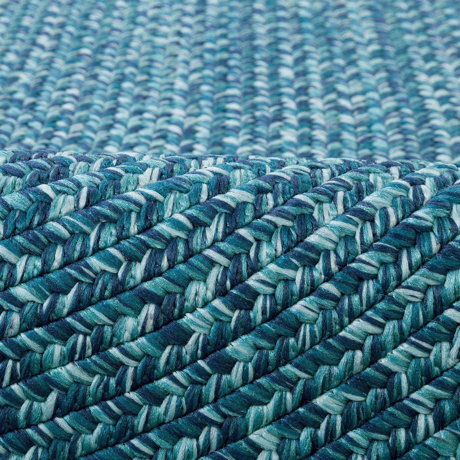 DECOMALL Azure Braided Indoor Outdoor Area Rugs - 8' x 10' Oval Non-Slip Rug for Patio, Living Room, Bedroom - Waterproof & Durable Blue Decorative Rug for Home & Garden