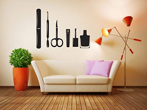 Vinyl Sticker Nail Salon Sign - Nail Polish, Clippers & Scissors Beauty Logo - Manicure Pedicure Wall Decal for Hair & Makeup Salon Decor - Perfect for Salon Windows, Doors & Waiting Area Walls