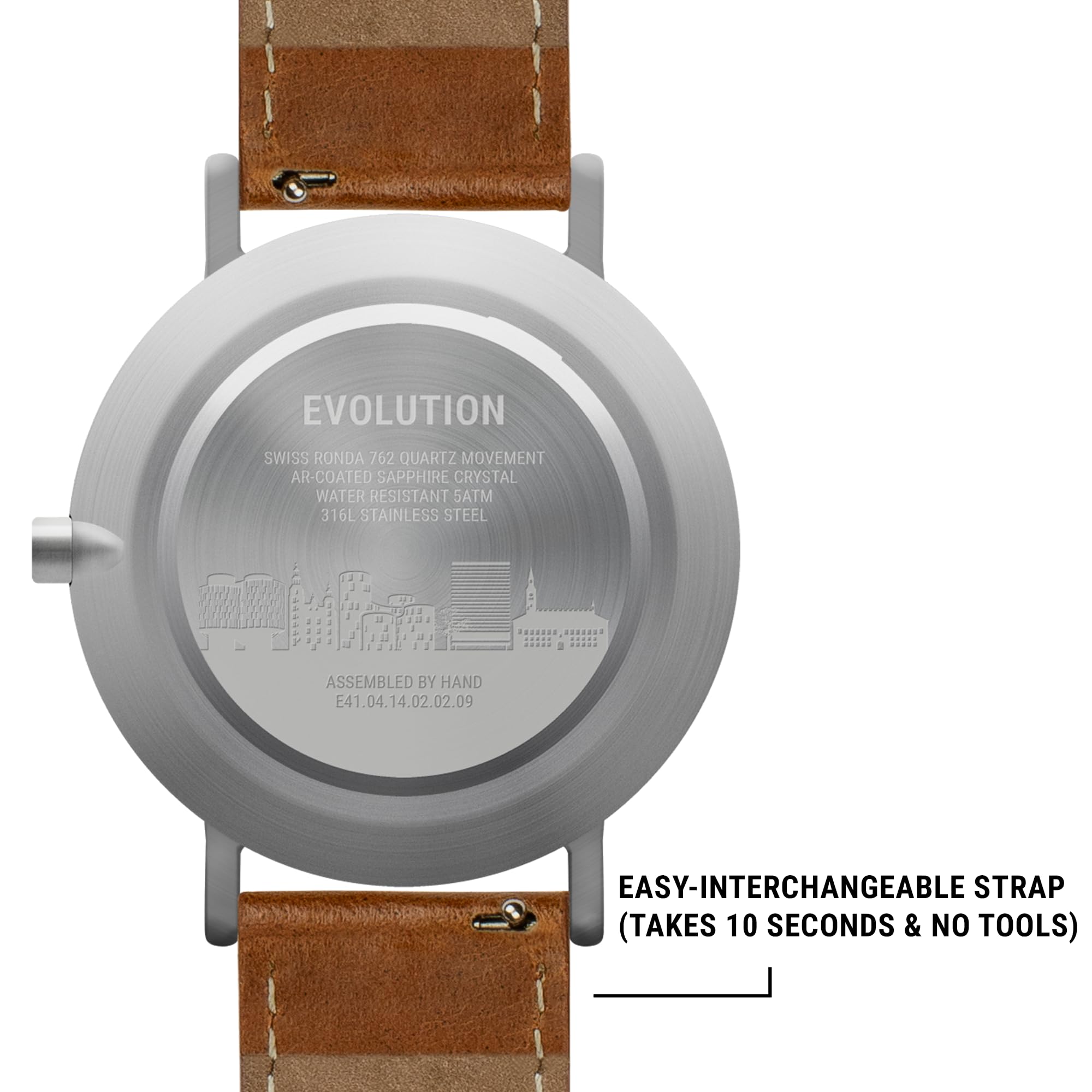 LARSEN & ERIKSEN Evolution Men's Minimalist Analog Wrist Watch - 41mm Scratchproof Glass, 5ATM Water Resistant, Swiss Movement, Hand Assembled - Silver/Green/Brown - Perfect for Business, Casual & Outdoor Activities