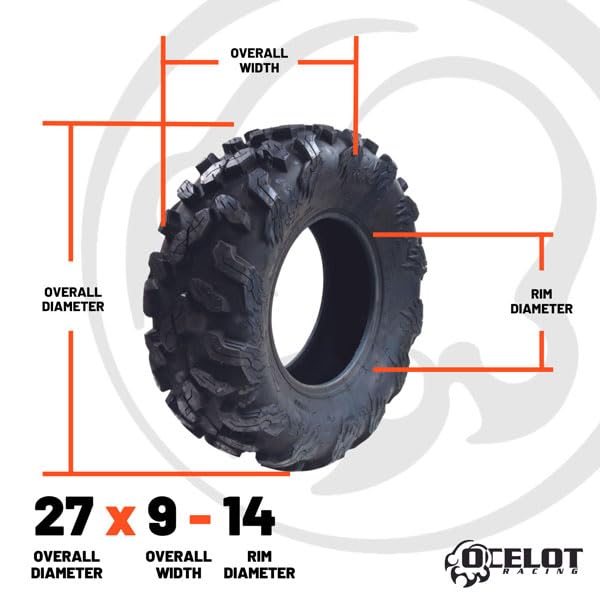 Premium 27x9x14 UTV Tires - Ocelot P3067 Basilisk 6-Ply All-Terrain ATV/UTV Tires, Lightweight & Durable Tubeless Design for Mud, Sand & Trails - Perfect for Off-Road Adventures, Hunting & Farm Work