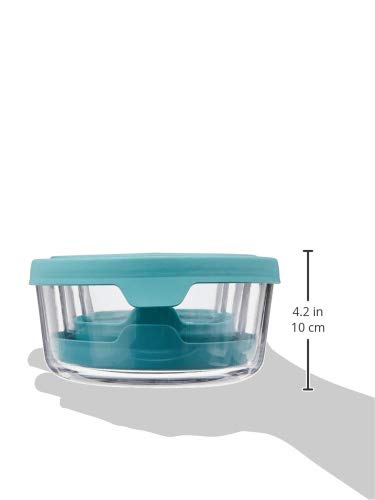 Anchor Hocking TrueSeal Round Glass Food Storage Containers with Airtight Lids - 6-Piece Set (3 Containers + Lids) - BPA-Free, Leakproof, Microwave & Freezer Safe - Ideal for Meal Prep, Leftovers & Pantry Organization - Mineral Blue