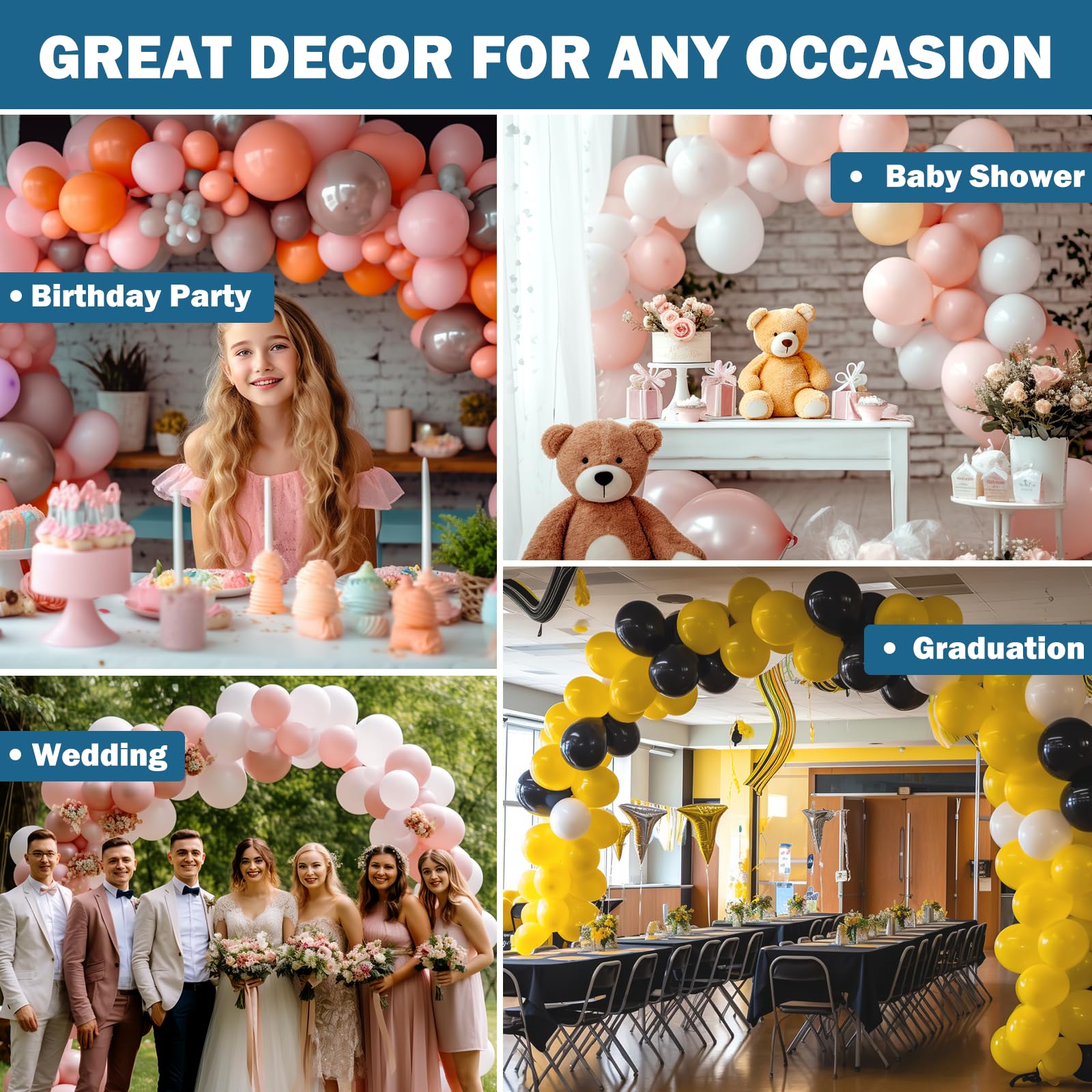 KICNIC Balloon Arch Kit - 82 Feet Balloon Garland Strip with 500 Glue Dots for Party Decorations | Wedding, Birthday, Baby Shower, Anniversary & Holiday Celebration Backdrop