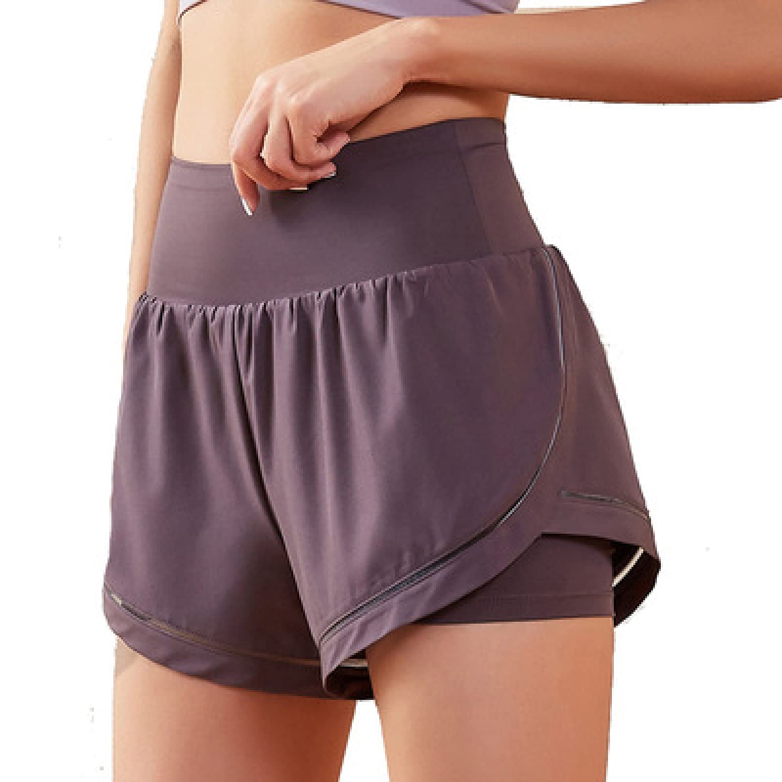 Women's High Waist Sports Shorts - Breathable Quick-Dry Athletic Shorts for Running, Yoga & Gym Workouts - Solid Color Casual Fitness Shorts