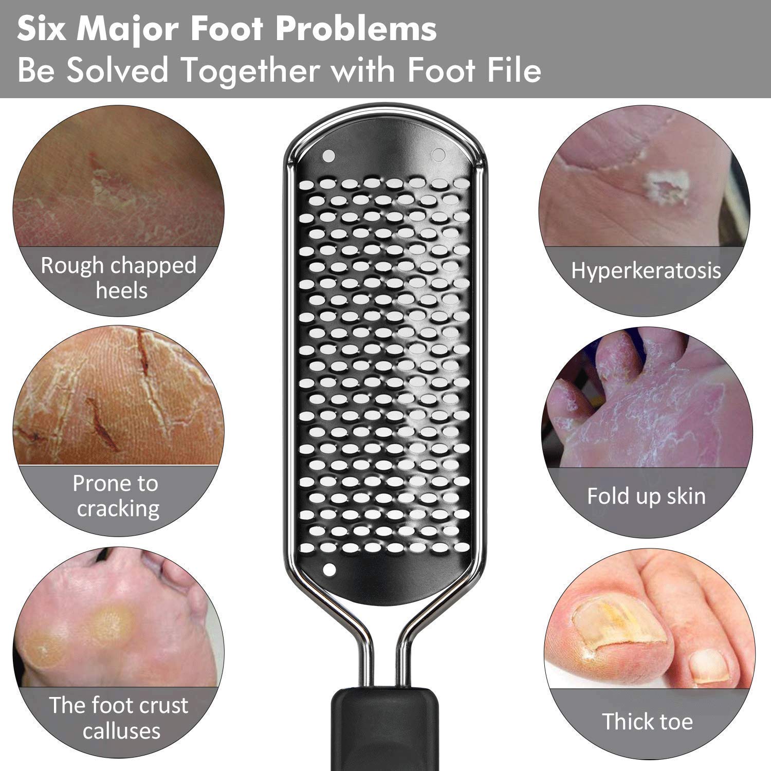 ZORBES Stainless Steel Callus Remover & Foot File - Professional Pedicure Tool for Wet & Dry Feet - Easy to Use & Clean - Durable Foot Scraper for Dead Skin & Hard Calluses (1 Pack, Black) - Perfect for Home Pedicures & Salon Foot Care
