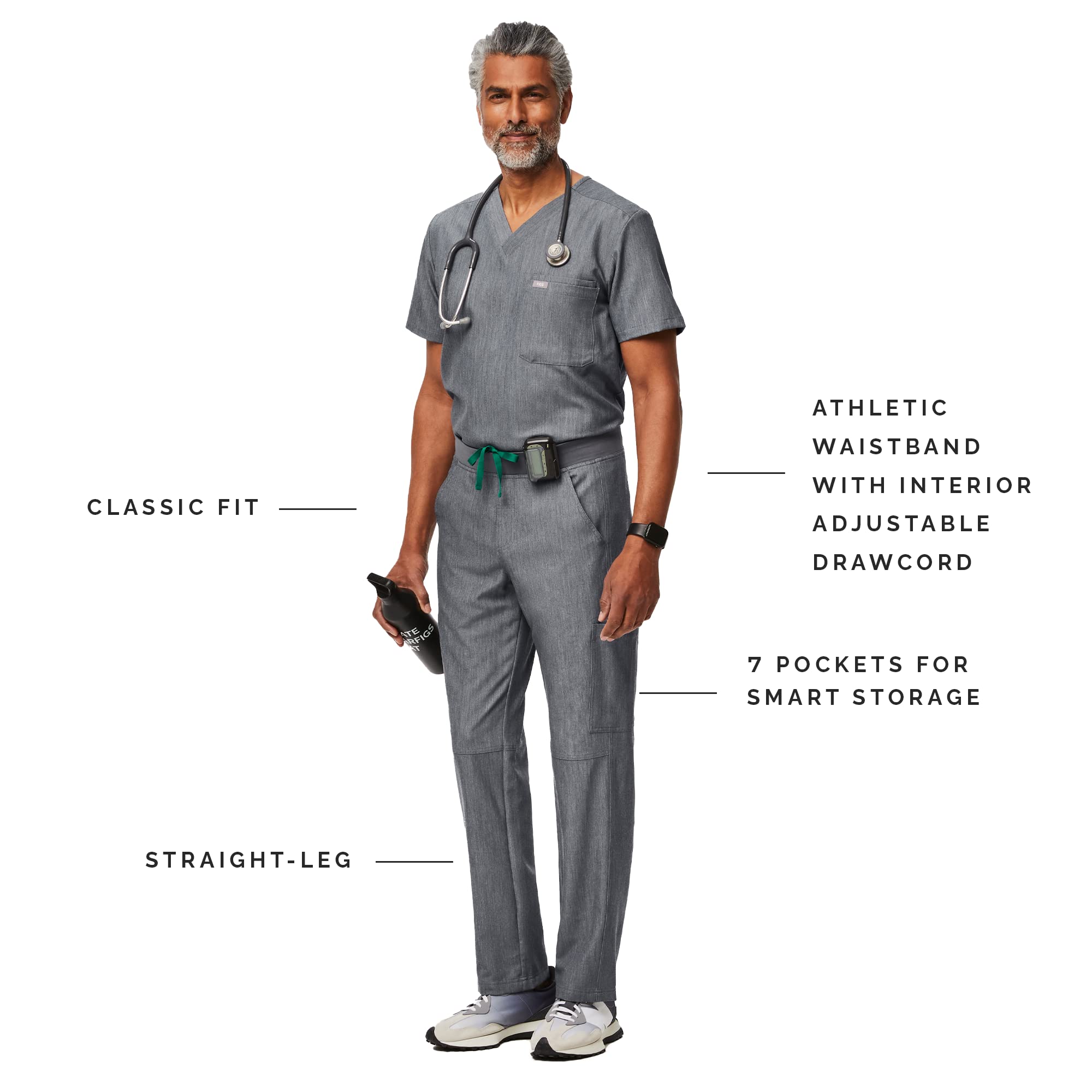 FIGS Axim Cargo Scrub Pants for Men - Classic Fit Straight Leg Medical Pants with 7 Pockets & 4-Way Stretch | Anti-Wrinkle Healthcare Uniform | Perfect for Doctors, Nurses & Medical Professionals