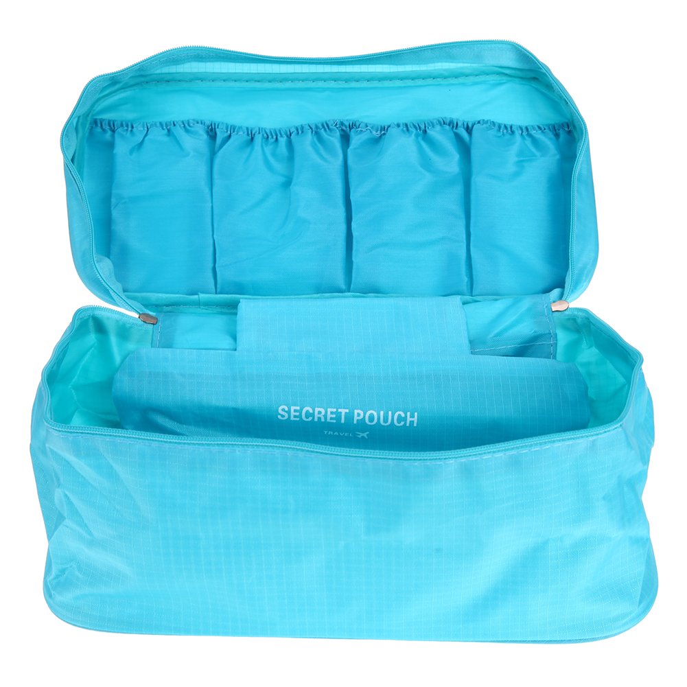Waterproof Travel Bra & Underwear Organizer Bag - Portable Lingerie Storage Case for Women - Washable Toiletry Organizer (Blue) - Perfect for Vacation, Gym & Business Trips