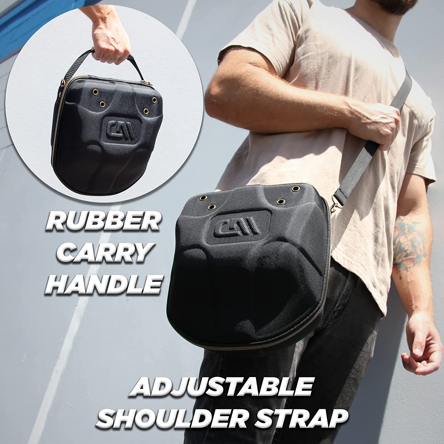 CASEMATIX Crush-Resistant Hard Shell Baseball Cap Travel Case - Holds Up to 4 Hats with Adjustable Shoulder Strap & Comfort Handle | Perfect for Travel, Sports Events & Hat Collectors