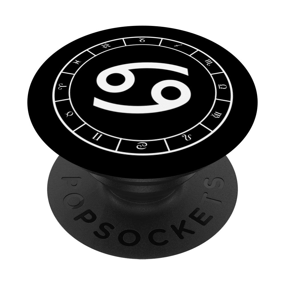 Vintage Black Zodiac Wheel PopSockets Grip & Stand - Cancer Horoscope Birthday Gift for Phone & Tablet Accessories | Perfect for Astrology Lovers & Phone Protection