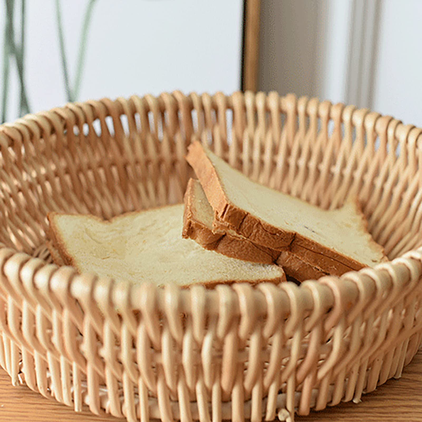 Handmade Round Wicker Bread Basket - Small Woven Rattan Serving Tray for Fruits, Vegetables & Home Storage | Perfect for Kitchen, Dining Table & Picnic Use