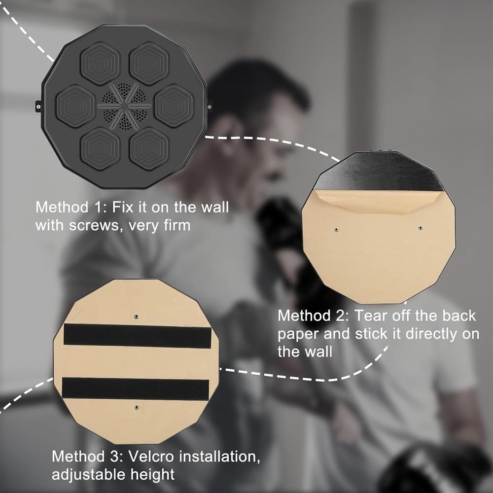 Smart Electronic Music Boxing Machine - Wall Mounted Punching Bag for Home Gym & Boxing Training | Interactive Boxing Target with LED Display & Bluetooth Speaker | Perfect for Adults & Kids Workouts (Includes Gloves) - Ideal for Home Fitness, Stress Relief & Family Fun