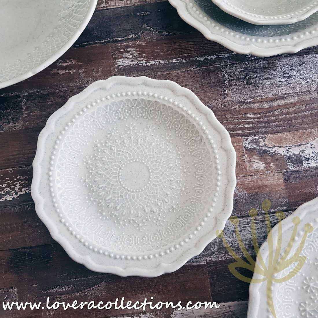 French Lace Dinnerware Set - Elegant Porcelain Plates & Bowls for Formal Dining, Wedding Reception & Holiday Table Setting (50% Off Limited Time Sale)