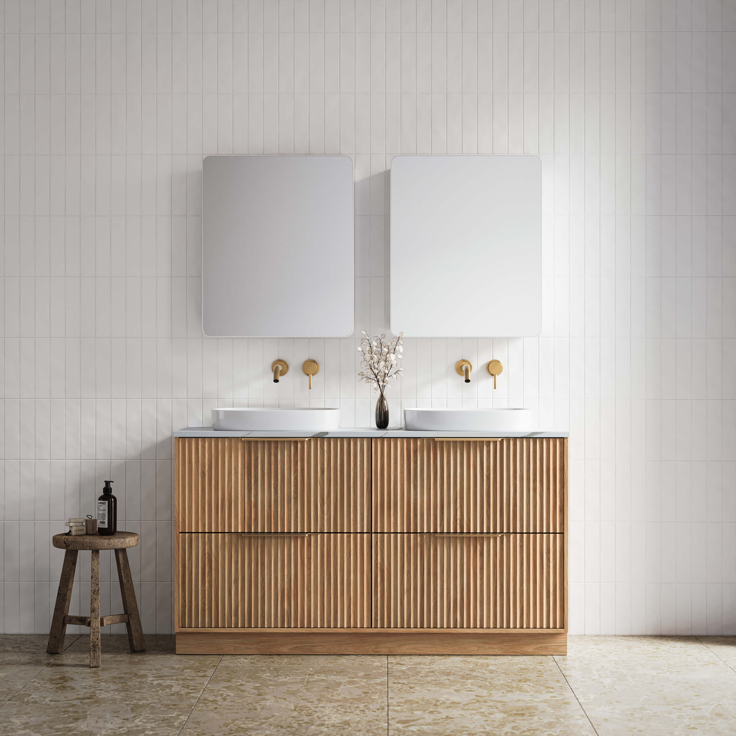 Elwood Floor Standing Vanity with SilkSurface Top - Modern Bathroom Vanity with Soft-Close Drawers & LED Mirror - Perfect for Master Bath, Guest Bath & Powder Room Makeovers
