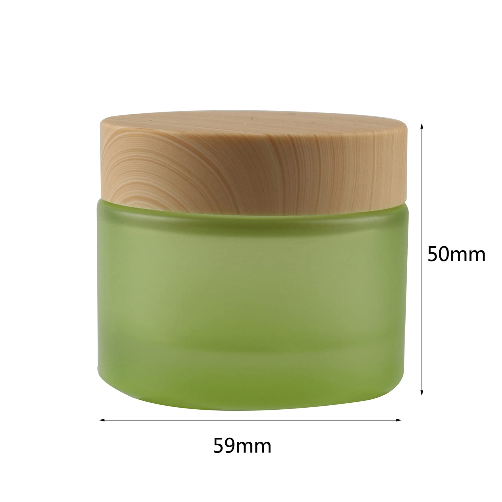 6 Pack 50ml Frosted Glass Cosmetic Jars with Lids & Liners - Green Face Cream Storage Containers for DIY Creams, Lotions, Ointments & Makeup Samples | Perfect for Home Beauty Organizers, Travel Toiletry Kits & Salon Professional Use
