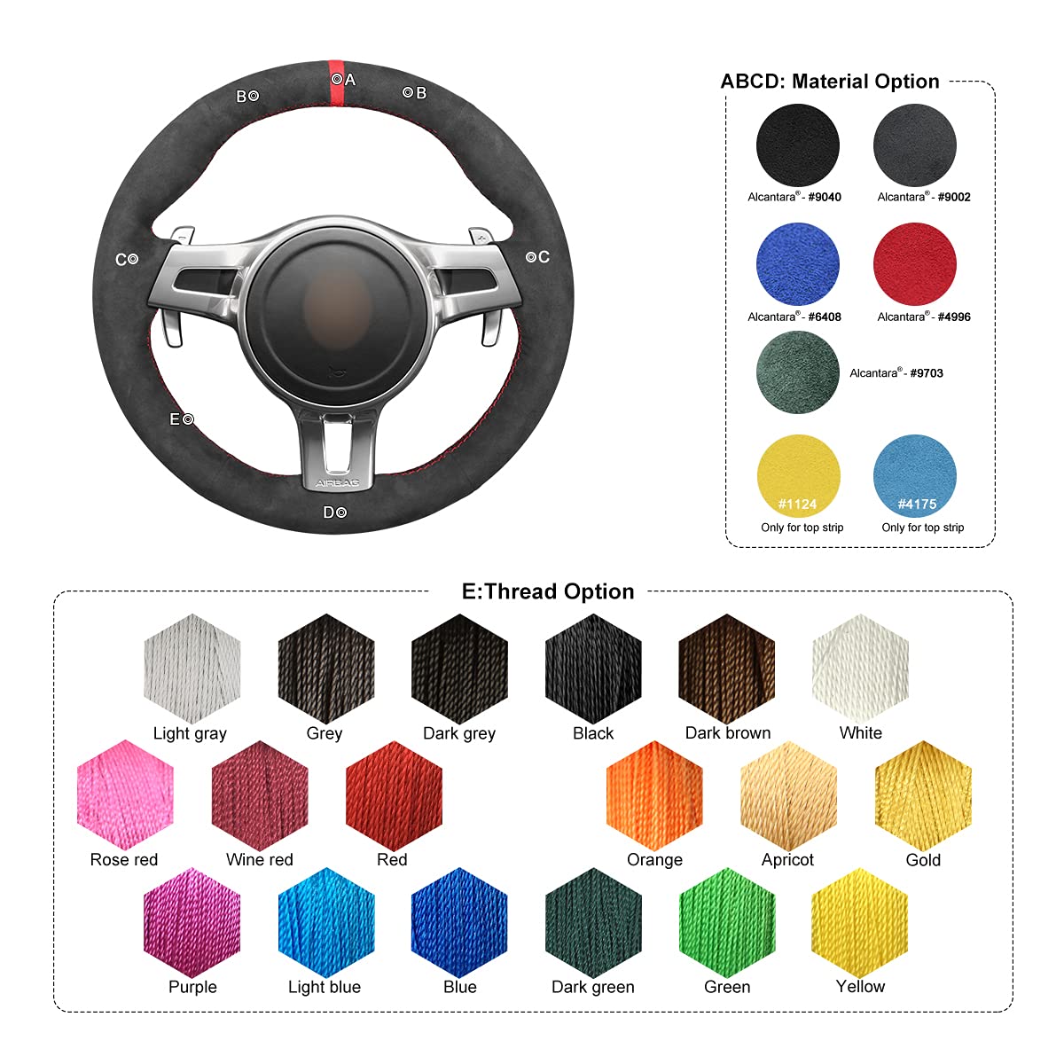 Premium Athsuede Steering Wheel Cover for Porsche 911 (991) / Boxster (981) / Cayman (981) / Cayenne / Panamera 2010-2016 - Luxury Car Accessory for Enhanced Grip & Comfort - Perfect for Daily Commute & Road Trips