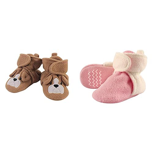 Hudson Baby Fleece Booties 2-Pack, Pink Cream, 12-18 Months - Warm Winter Footwear