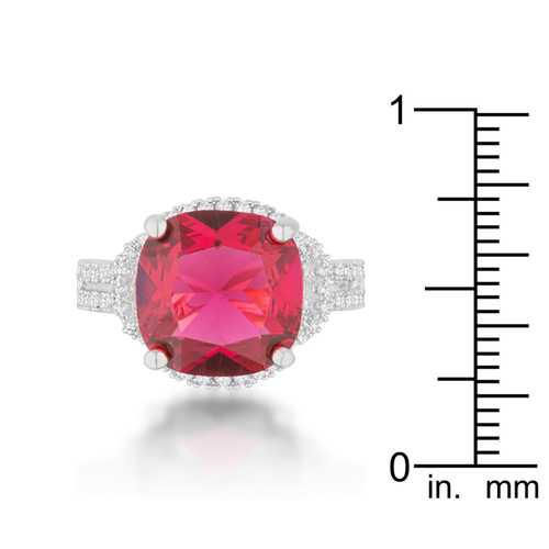 Charlene 6.2ct Ruby CZ Rhodium Classic Statement Ring for Women - Elegant Jewelry Gift for Birthday, Anniversary & Special Occasions
