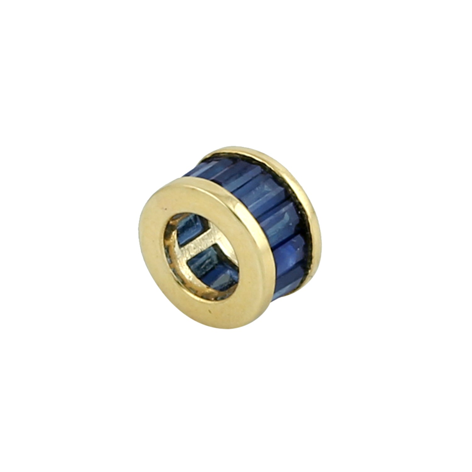 14K Yellow Gold Baguette Sapphire Gemstone Channel Set Designer Charm Jewelry for Men & Women - Perfect for Gifts, Anniversaries, and Everyday Elegance