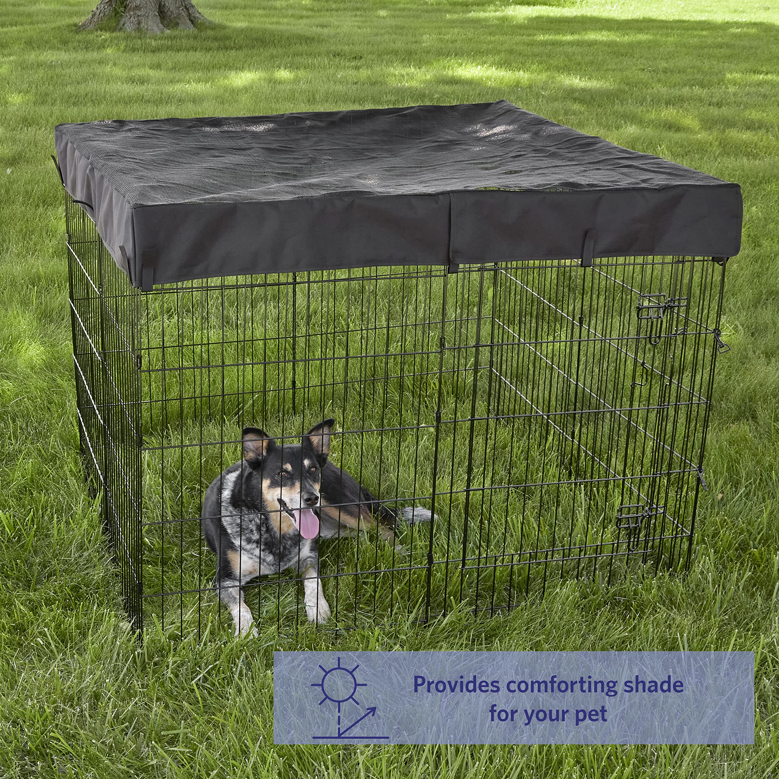 MidWest Homes For Pets Square Exercise Pen with Fabric Mesh Top - Indoor & Outdoor Pet Playpen for Dogs, Puppies, Cats - Durable Metal Frame for Training, Playtime, and Secure Containment