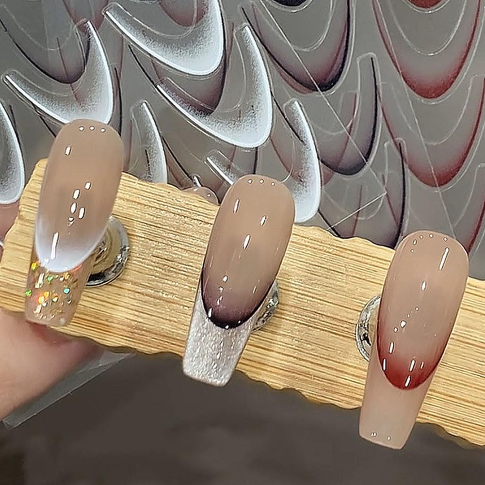 French Tip Nail Stickers - Self-Adhesive Nail Art Decals for Gradient French Manicure, Curve Stripe Lines & Nail Accessories | Perfect for DIY Nail Art, Salon Use & Special Occasions