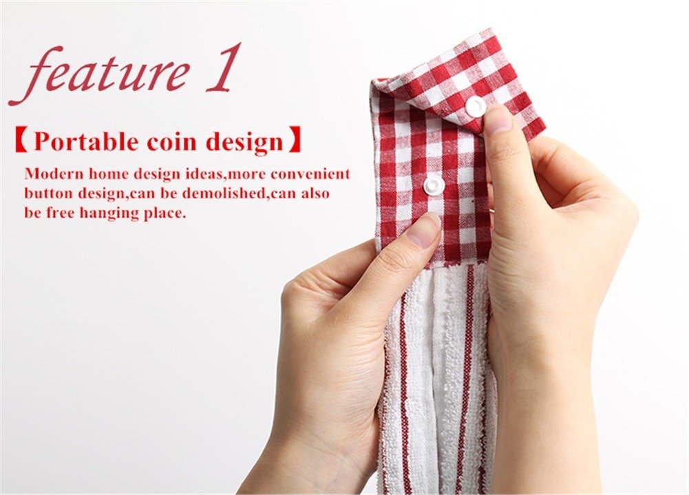 2 Pack Classic Striped Cotton Kitchen Towels - Super Absorbent, Hanging & Hand Towels, Red Stripes - Perfect for Dish Drying, Hand Wiping & Kitchen Decor