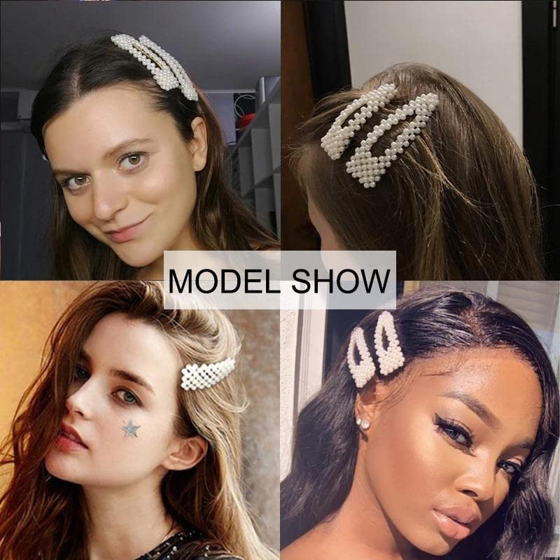 Korean Style Pearl Rhinestone Metal Hair Clips - Fashionable Barrettes Hair Accessories for Women & Girls | Set of 5 Claw Clips & Jaw Clips | Perfect for Weddings, Parties & Daily Styling