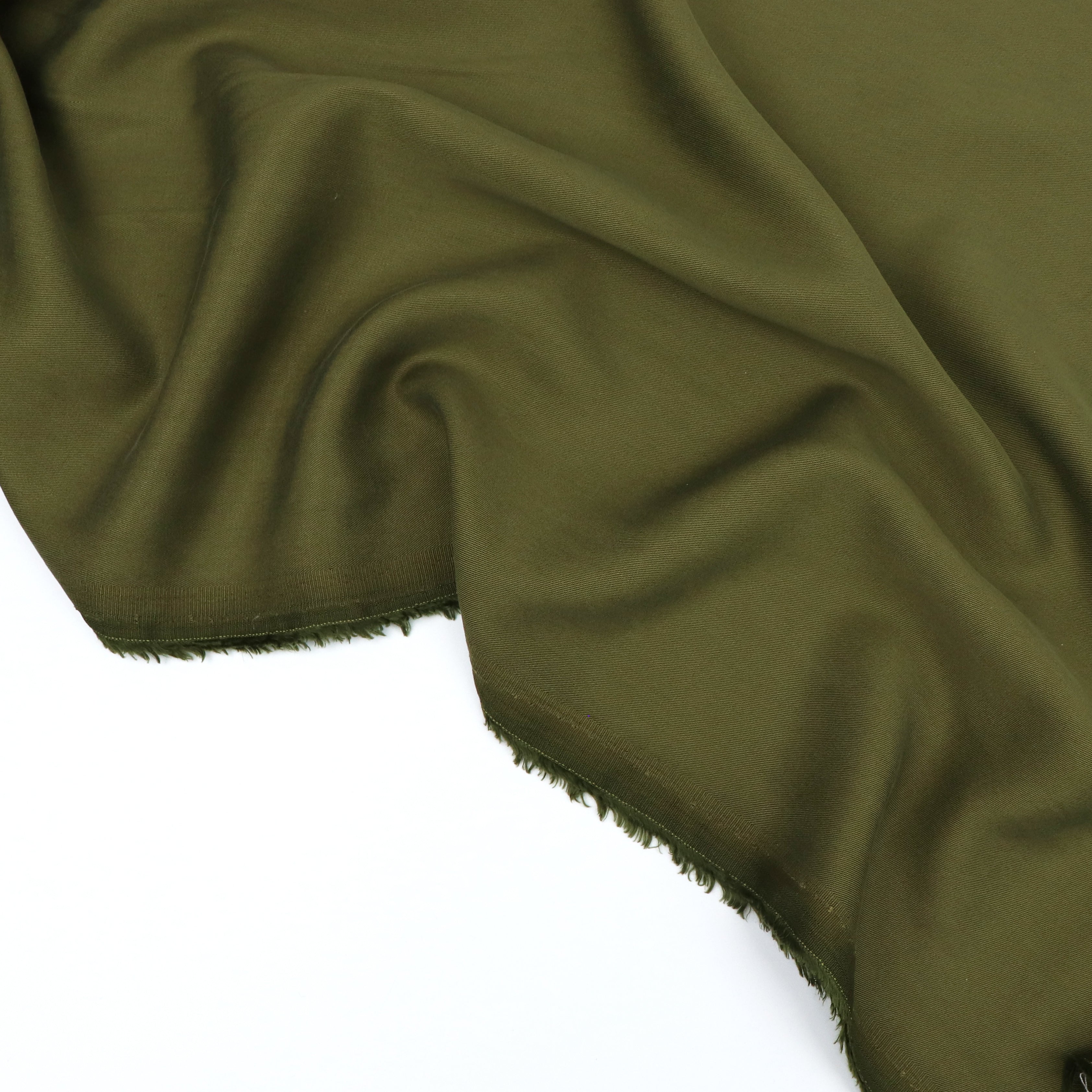 Eco-Friendly Sandwashed Lyocell Twill Fabric - Moss Green | Soft & Breathable Material for Sustainable Fashion, Dresses & Home Decor
