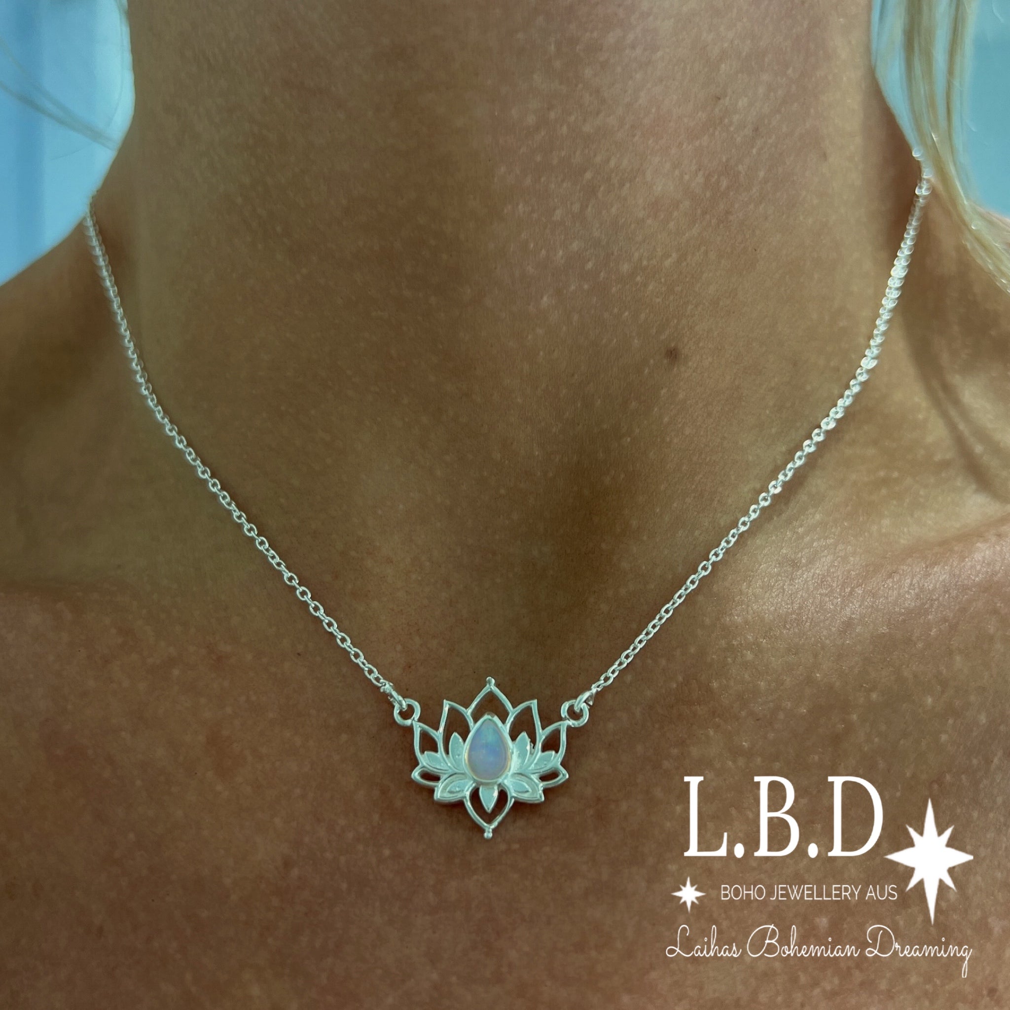 Laihas Opulent Lotus Flower Choker Necklace with Moonstone | Elegant Boho Jewelry for Women | Perfect for Weddings, Parties & Special Occasions