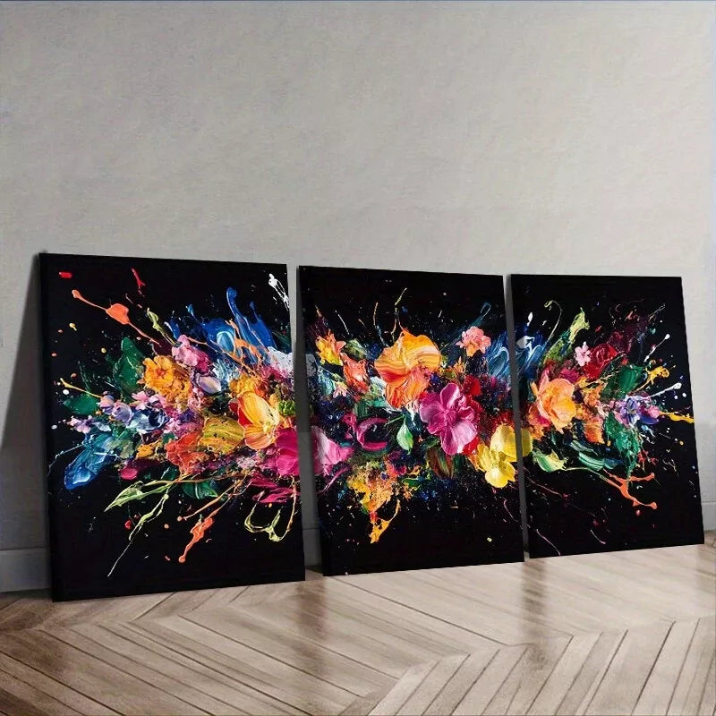 3-Piece Modern Colorful Explosion Dark Wall Art Set - Framed Canvas 40x60cm - High Quality Print - 100% Australian Made - Ready to Hang - Perfect for Living Room, Bedroom & Office Decor