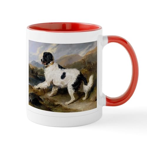 White/Red Inside - Painting Of Newfoundland Landseer Mug