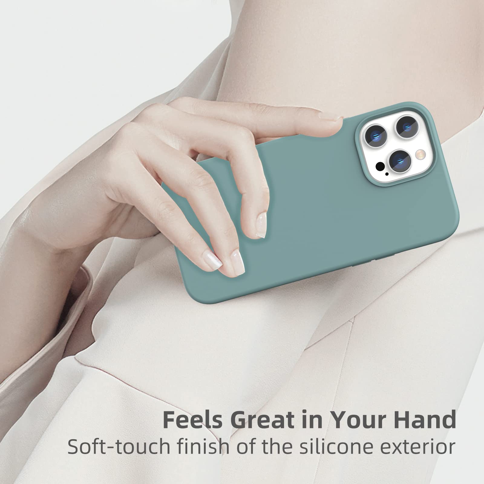 Shockproof & Anti-Scratch Slim Liquid Silicone Case for iPhone 13 Pro Max 6.7 inch (2021) - Pine Green Protective Bumper Rubber Gel Cover | Perfect for Outdoor Activities, Travel & Daily Protection