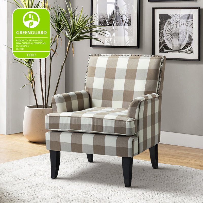 Bradley Armchair - Modern Accent Chair for Living Room, Bedroom & Office - Comfortable Upholstered Lounge Chair with Sturdy Wooden Legs - Perfect for Relaxing, Reading & Decorating Your Home