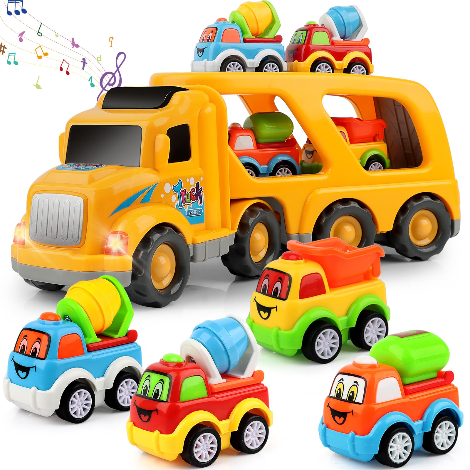 5-in-1 Construction Truck Toddler Toys for Boys Ages 2-4 - Dump Truck, Excavator & Carrier Vehicle Playset - Best Christmas & Birthday Gift for 18 Month to 4 Year Old Boys - Perfect for Sandbox Play, Indoor Pretend Play & Early Learning Development