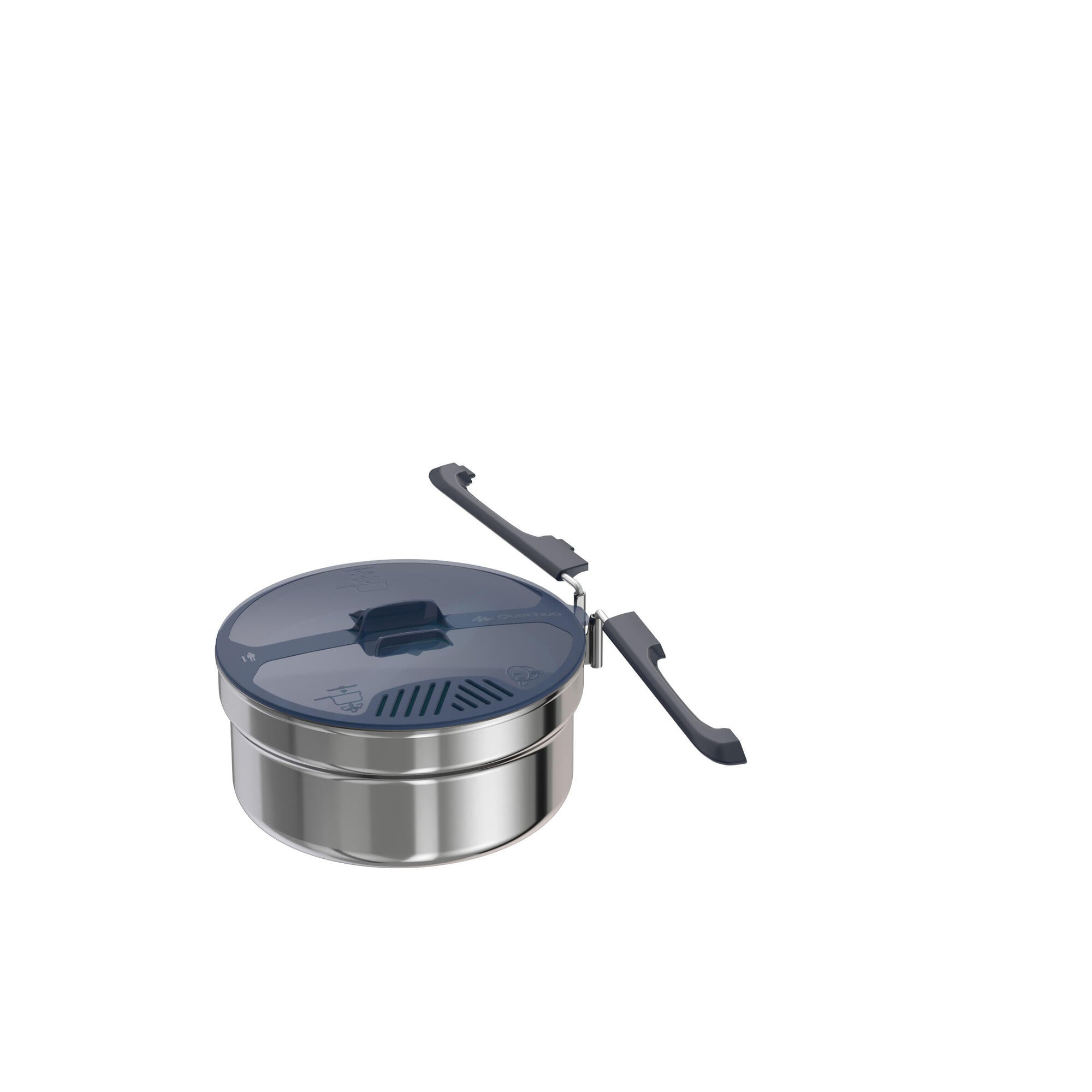 Quechua MH100 1.1L Lightweight Stainless Steel Camping Cookset - Compact Cooking Pot for Backpacking, Hiking & Outdoor Adventures
