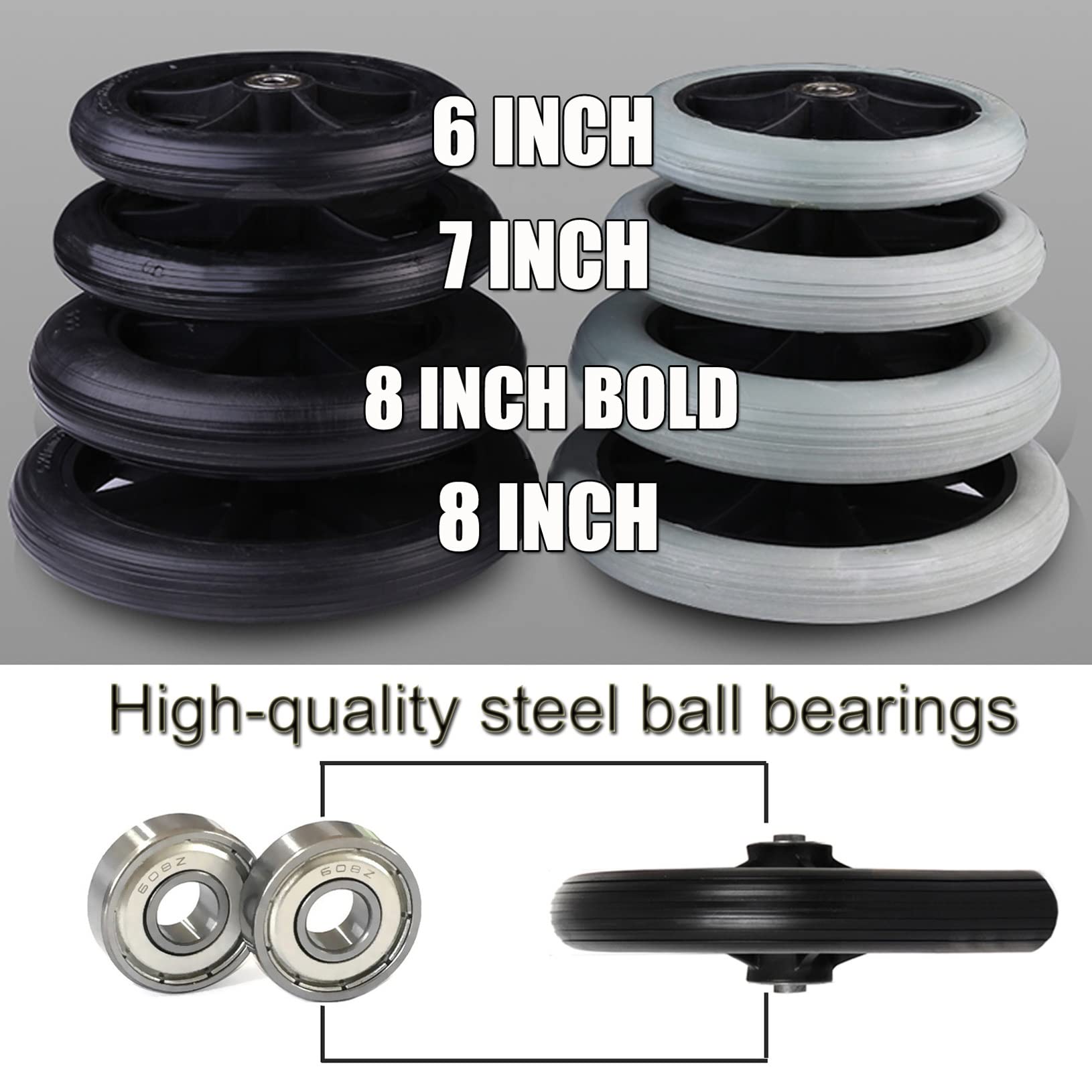 LIGUOYI 2-Pack Wheelchair Caster Wheels with Front Forks - 6