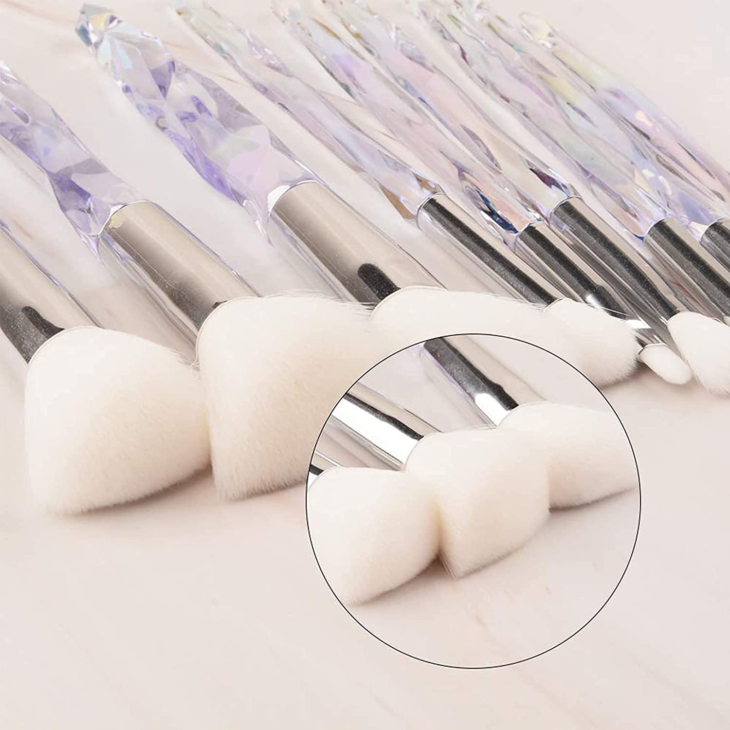COSLUXE 10-Piece Makeup Brush Set with Crystal Handle - Kabuki, Foundation, Concealer, Powder, Eyeshadow & Highlight Brushes | Professional Cosmetic Brush Kit for Flawless Makeup Application (Great for Travel & Daily Beauty Routine)