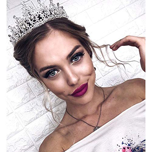Elegant Rose Gold Crystal Wedding Tiara & Rhinestone Necklace Set - Bridal Crown with Side Combs & Hairband for Bride, Bridesmaid, Prom - Perfect for Weddings, Parties, Special Occasions (Rose Gold Clear)