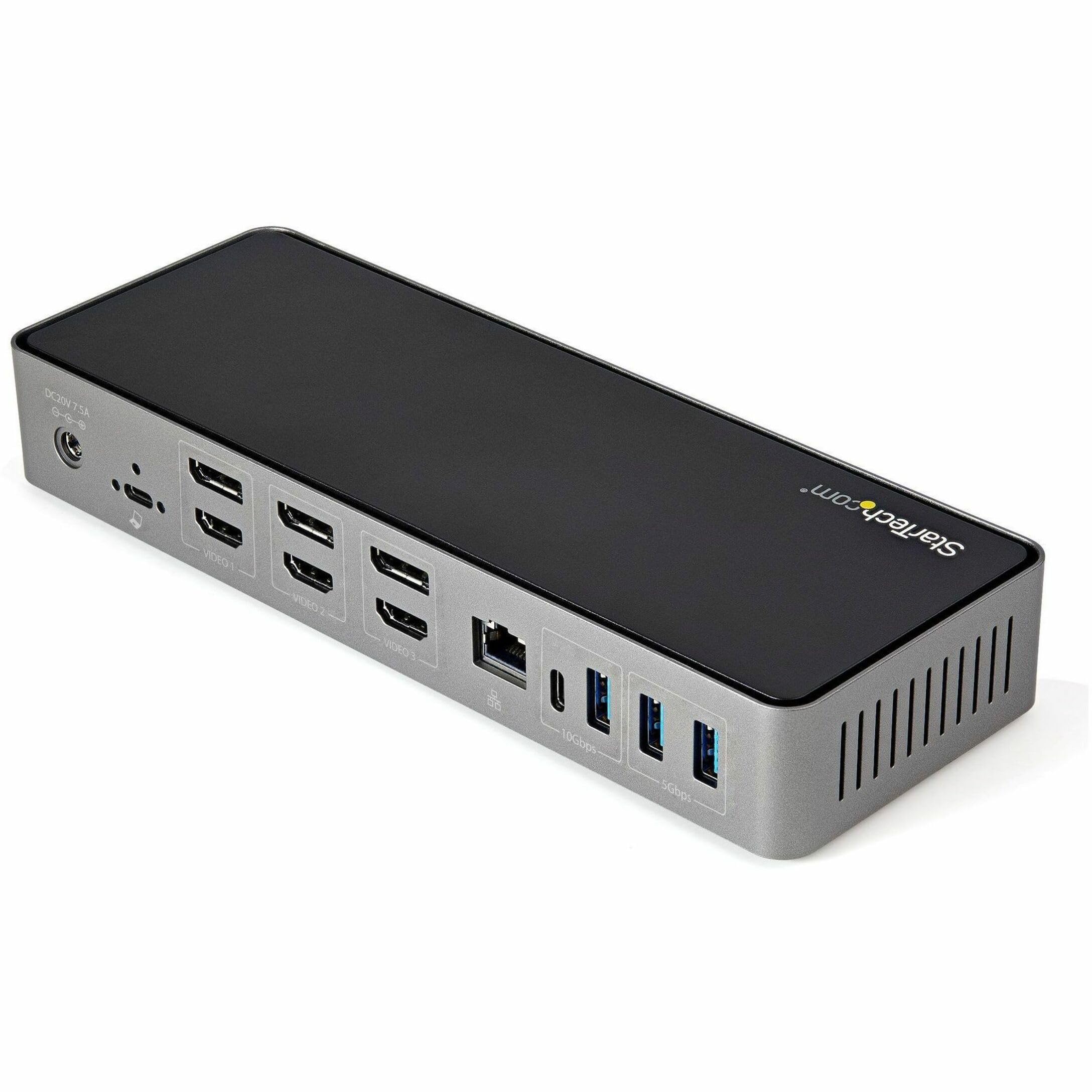 StarTech.com Hybrid Universal Triple Monitor Laptop Docking Station with USB-C & USB-A - 4K 60Hz DisplayPort & HDMI, 85W Power Delivery, 6-Port USB 3.1 Hub (10Gbps), Gigabit Ethernet, Audio - TAA Compliant - Perfect for Home Office, Remote Work & Multi-Screen Productivity