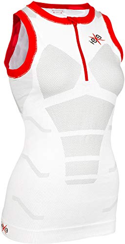 Women - White / Red - Tank Top - Gold Running Line
