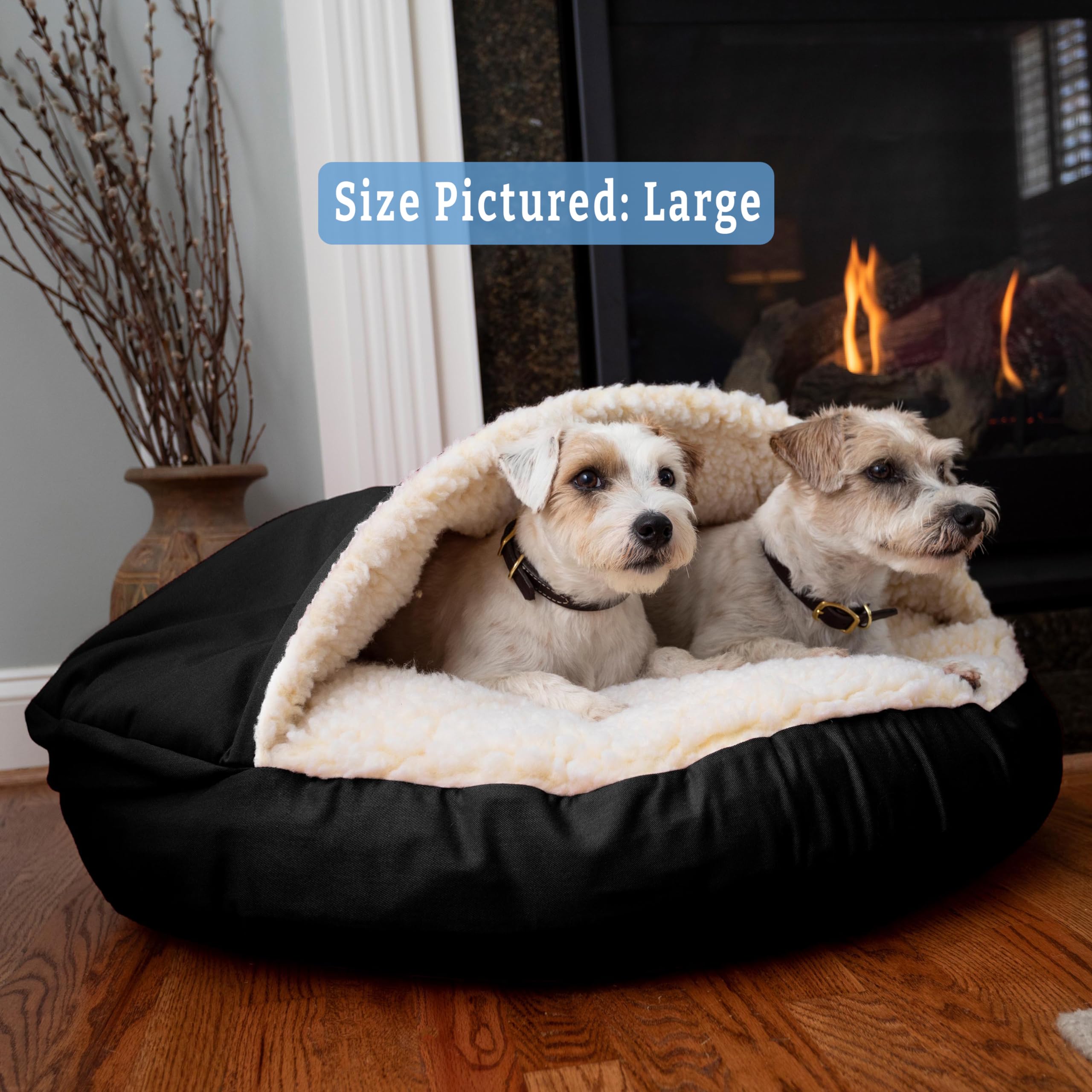 Premium Snoozer Luxury Microsuede Cozy Cave Pet Bed for Dogs & Cats - Large Size, Soft Black - Perfect for Indoor Comfort & Warmth in Winter
