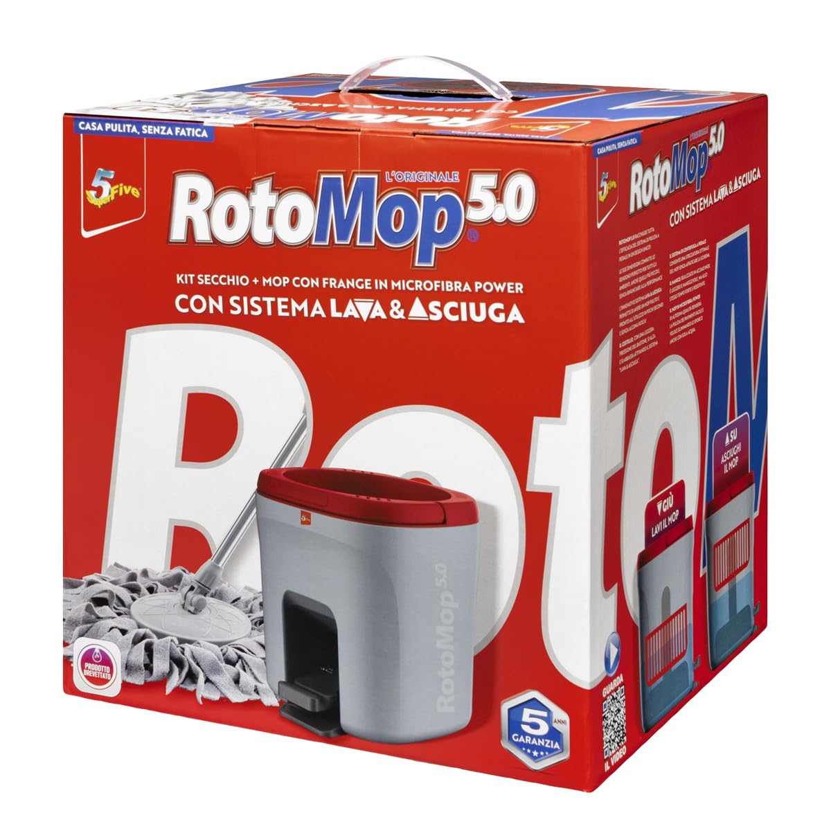 ROTOMOP 5.0 Microfiber Power Mop & Bucket Kit with Wash & Dry System - Effortless Floor Cleaning for Hardwood, Tile & Laminate Floors