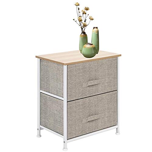 Mytunes Nightstand with 2 Drawers - 20 Inch Bedside Table with Steel Frame & Wood Top - Storage Organizer for Bedroom, Living Room, Office & Dorm - Perfect for Small Spaces & Apartment Living (Natural Finish)