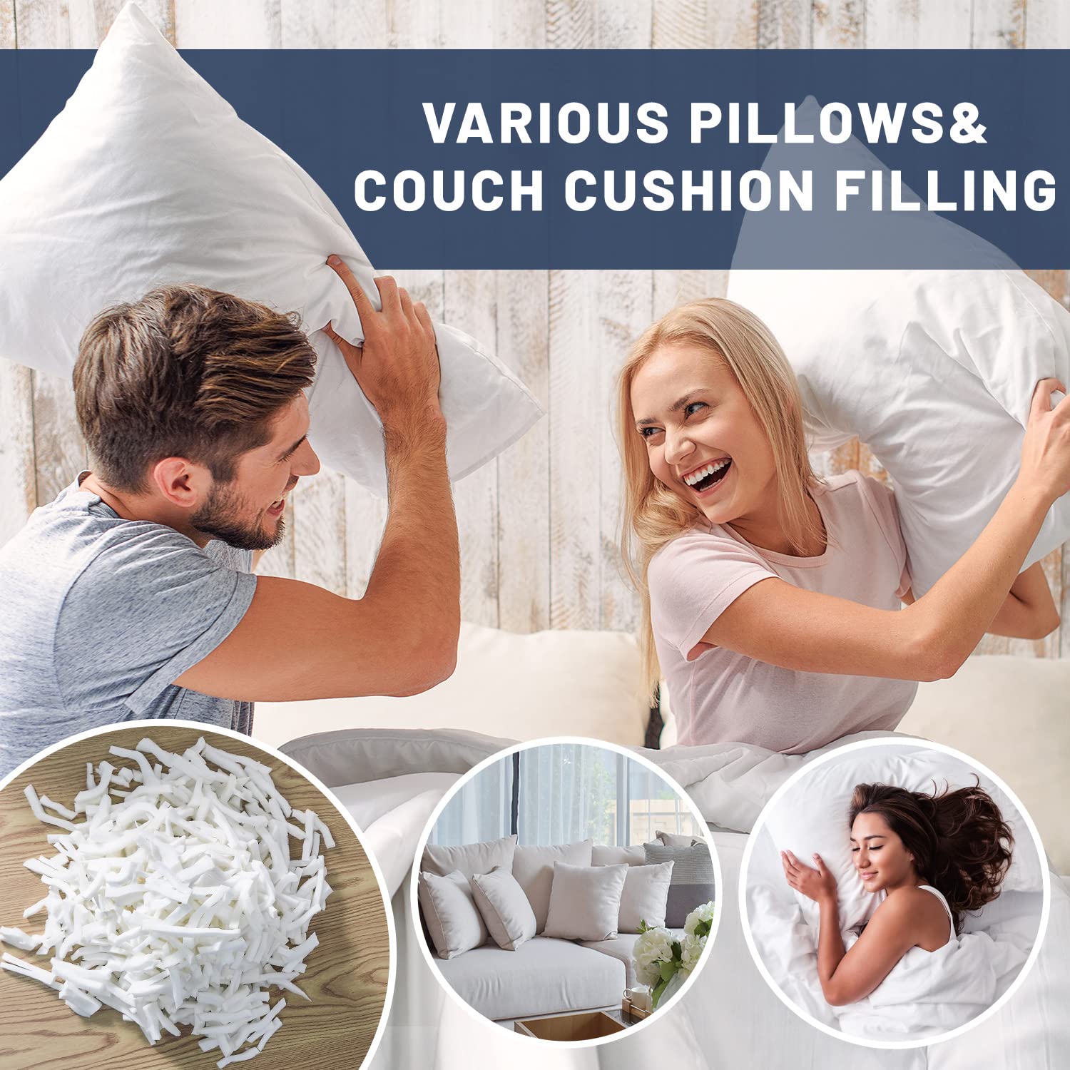 Premium 5 lbs Memory Foam Filler - Odorless Stuffing for Bean Bags, Couches, Pillows - Perfect for Home Comfort, DIY Projects & Furniture Refilling