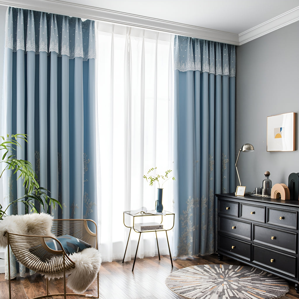 Aniya Two-Layer Room Darkening Blackout Custom Curtains - Thermal Insulated Window Drapes for Bedroom, Living Room & Nursery