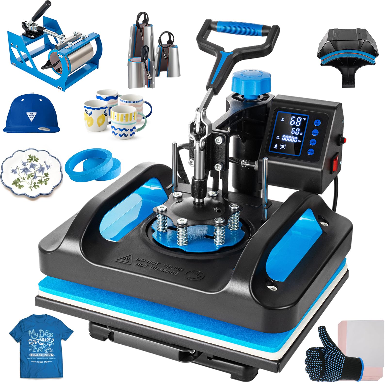 8 in 1 Heat Press Machine 12x15 Inch - 360° Swing Away Sublimation T-Shirt Press with Digital Control for T-Shirts, Mugs, Caps & More | Perfect for Home Business & DIY Craft Projects