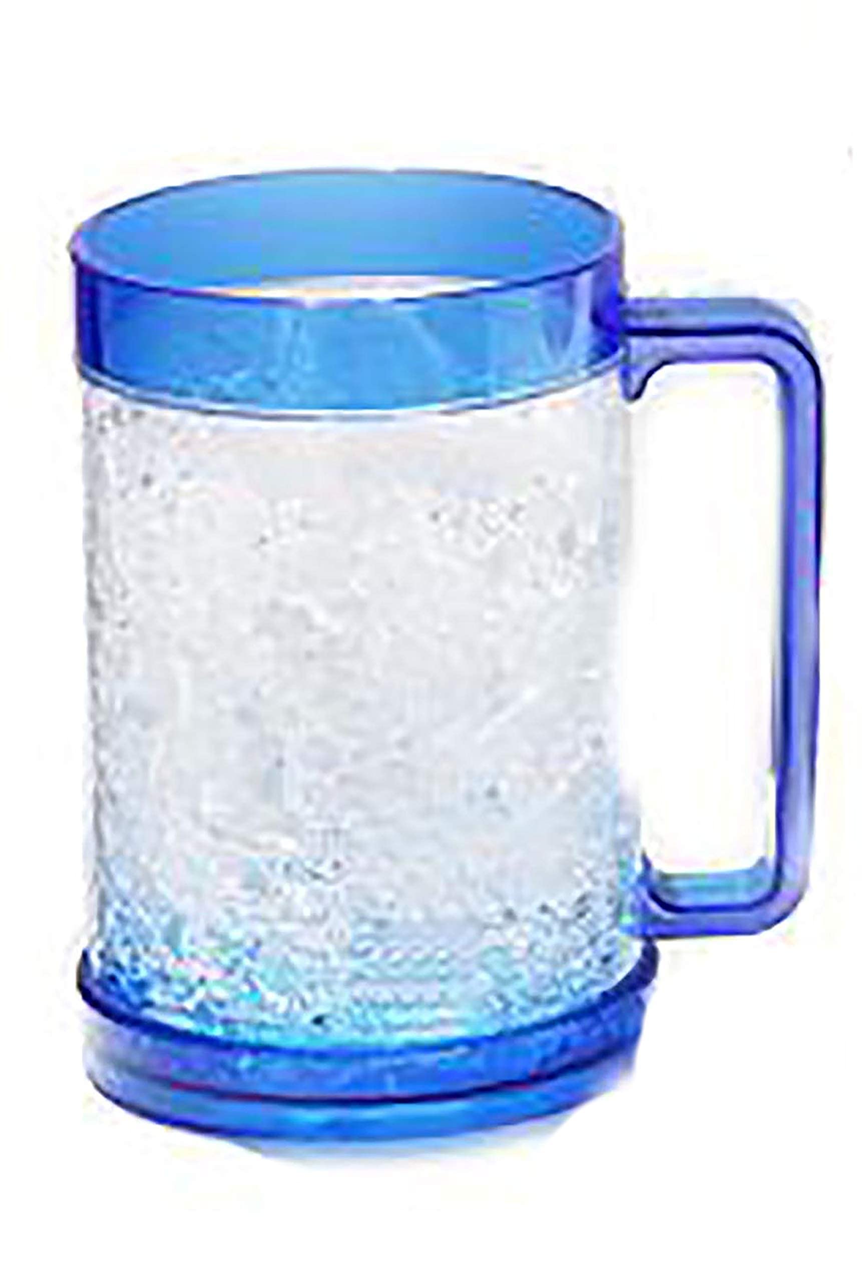 Double Wall Insulated Freezer Mugs - Set of 2, 16oz Stainless Steel Cold Cups with Lid & Straw - Perfect for Iced Coffee, Smoothies & Summer Drinks (Blue)