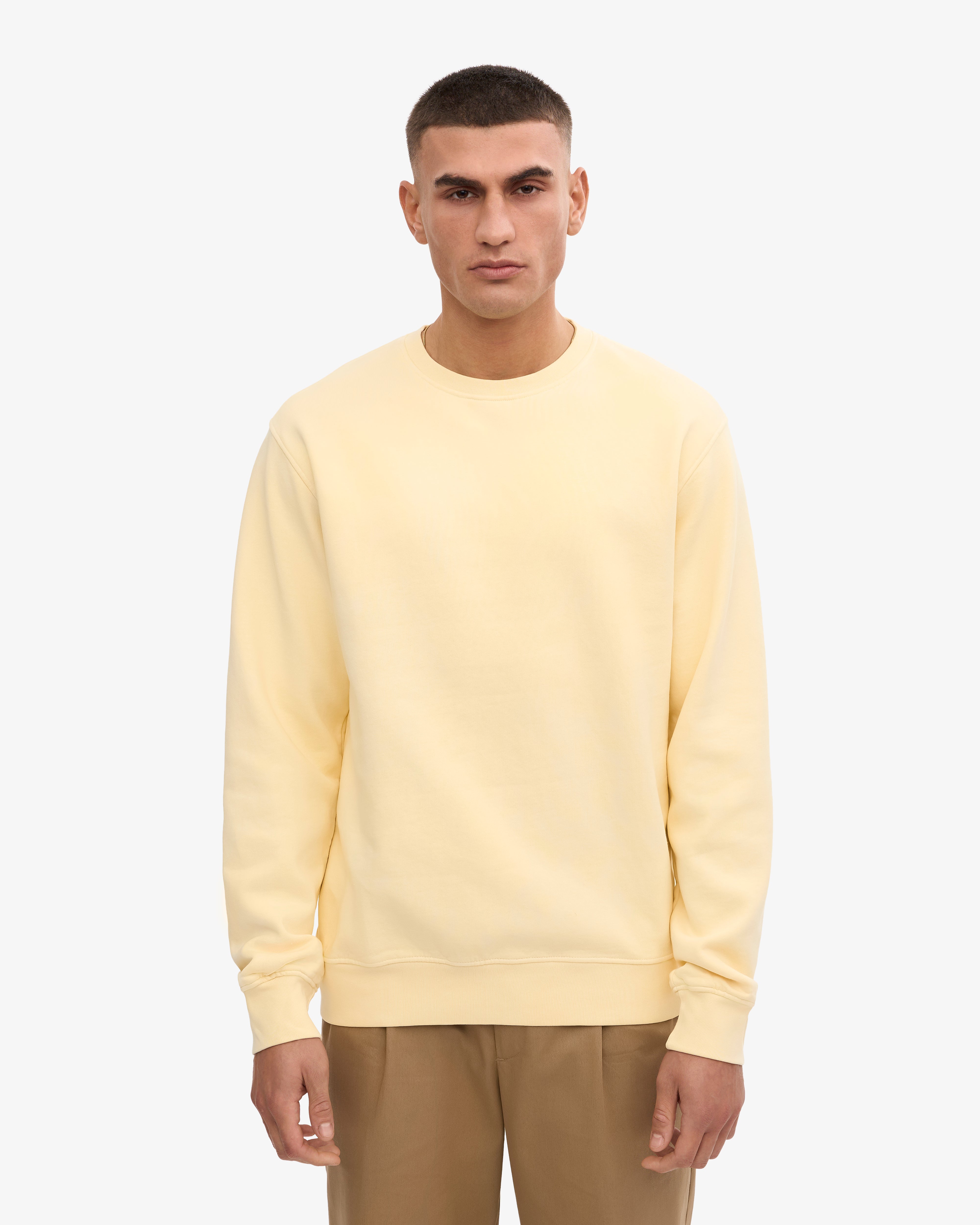 Classic Organic Cotton Crew Neck T-Shirt - Soft Yellow | Eco-Friendly Casual Wear for Men & Women | Perfect for Everyday Comfort & Sustainable Fashion