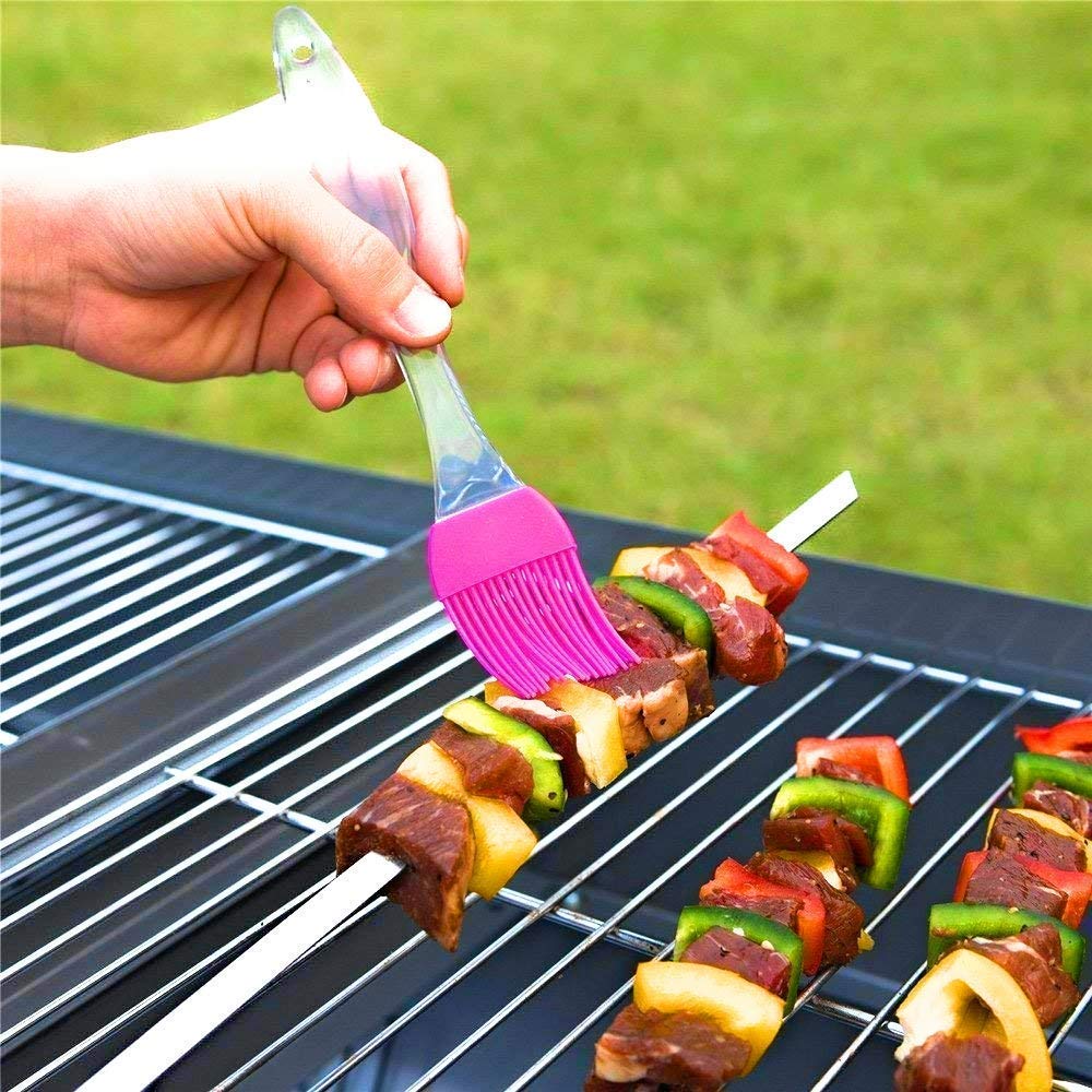 KitchenFest® Silicone Pastry Brush - Heat-Resistant Basting Brush for BBQ, Grilling, Baking Cakes & Pastries - Oil, Butter, Sauce & Marinade Applicator - Multi-Color Kitchen Baking Tool (Great for Basting Meats, Glazing Desserts & Applying Sauces)